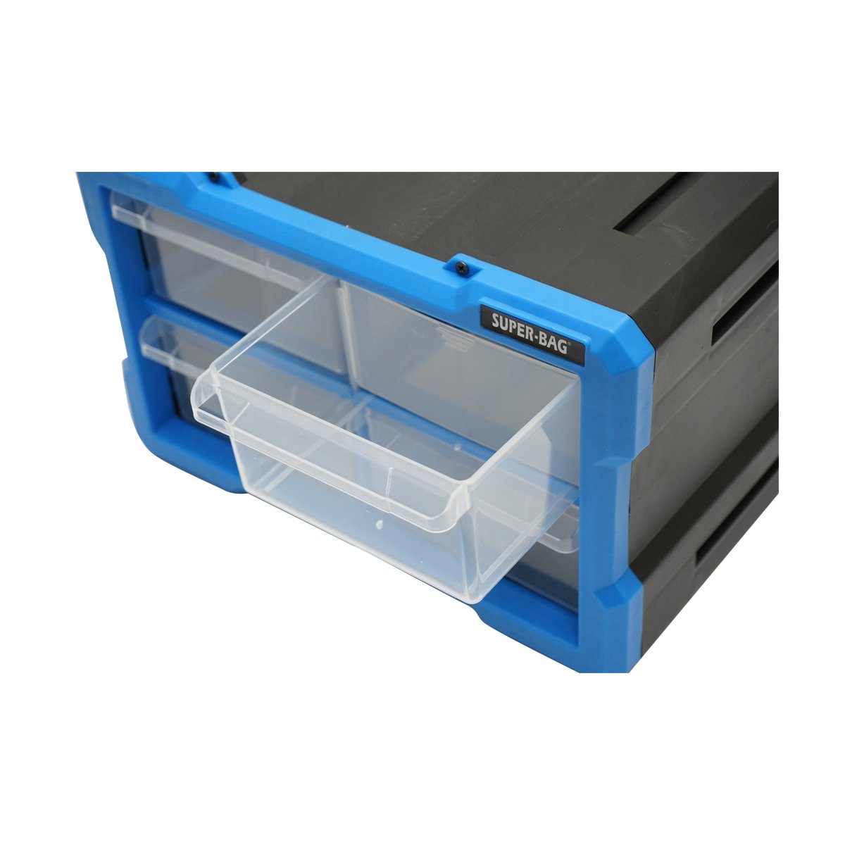 Cutie depozitare albastra din plastic modulara, 4 sertare 58x266x170mm Breckner Germany
